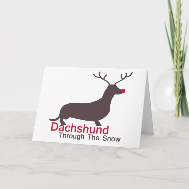 Cartes Pour Fêtes Annuelles Dachshund À Travers La Neige (Devant)