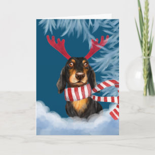 Cartes Pour Fêtes Annuelles Dachshund À Travers La Neige