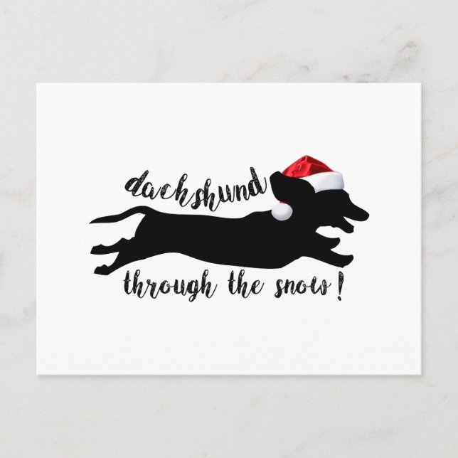 Cartes Pour Fêtes Annuelles Dachshund à travers la neige Fêtes de Noël (Devant)