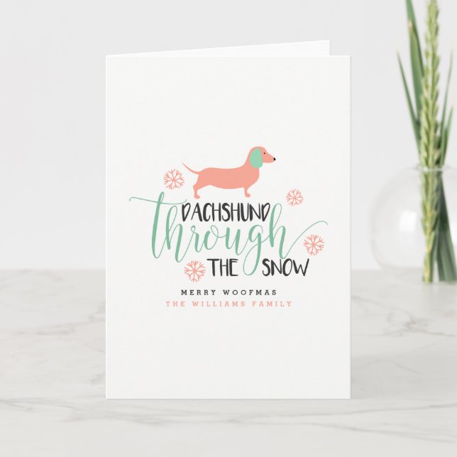 Cartes Pour Fêtes Annuelles Dachshund à travers la neige Noël (Devant)