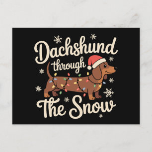 Cartes Pour Fêtes Annuelles Dachshund à travers les lumières de Noël de chien