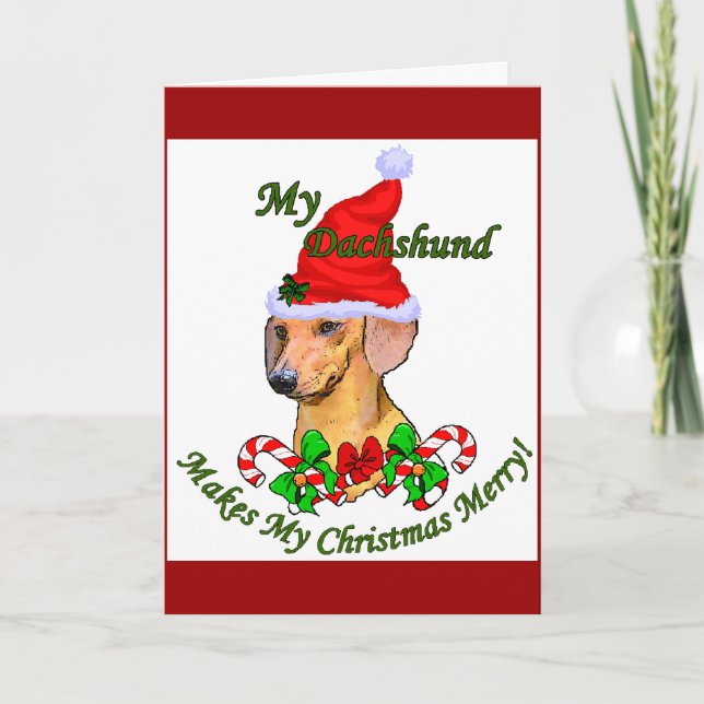 Cartes Pour Fêtes Annuelles Dachshund Amateurs Cadeaux de Noël (Devant)