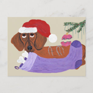 Cartes Pour Fêtes Annuelles Dachshund Avec Stocker Noël