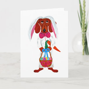 Cartes Pour Fêtes Annuelles Dachshund Bunny de Pâques
