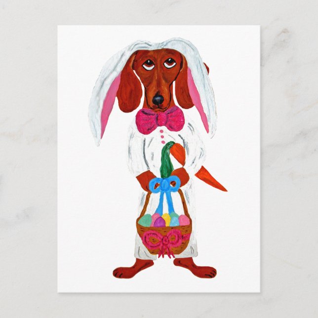 Cartes Pour Fêtes Annuelles Dachshund Bunny de Pâques (Devant)