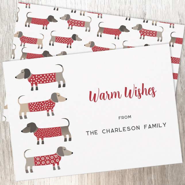 Cartes Pour Fêtes Annuelles Dachshund Chien amusant (Fun Dachshund Sausage Wiener Dog Christmas Holiday card)