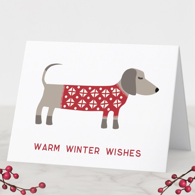 Cartes Pour Fêtes Annuelles Dachshund Chien amusant (Dachshund Christmas Card)