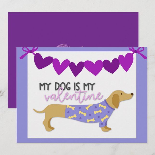 Cartes Pour Fêtes Annuelles Dachshund Chien mignon Funny Purple Texte Personna (Devant / Derrière)