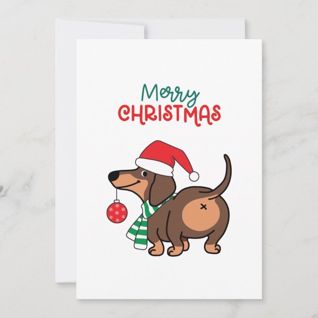 Cartes Pour Fêtes Annuelles Dachshund Chien mignonne Joyeux Noël (Devant)