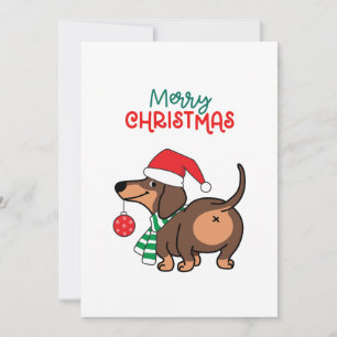 Cartes Pour Fêtes Annuelles Dachshund Chien mignonne Joyeux Noël