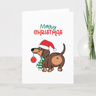 Cartes Pour Fêtes Annuelles Dachshund Chien mignonne Joyeux Noël