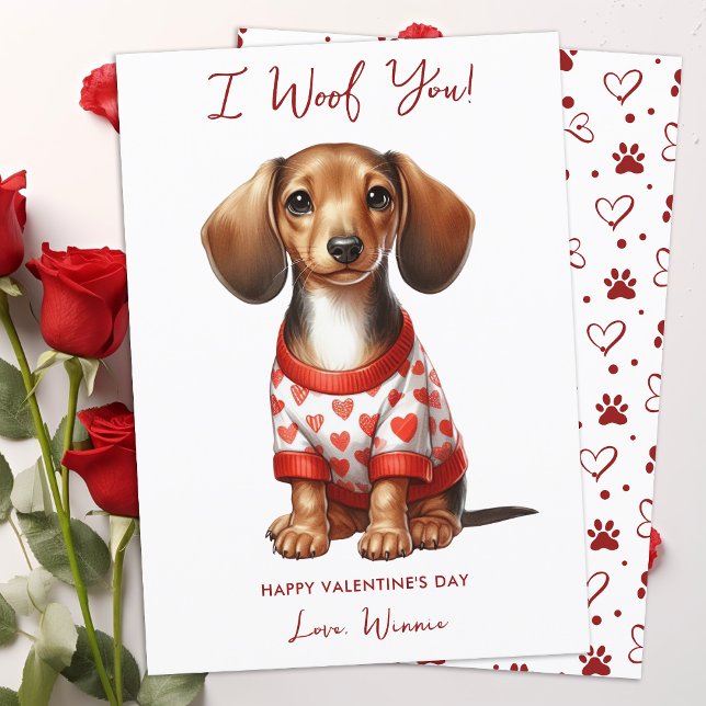 Cartes Pour Fêtes Annuelles Dachshund Chien Personnalisé Cute Valentines Day (Créateur téléchargé)