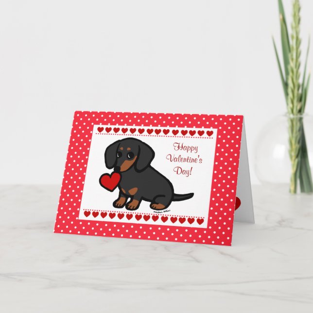Cartes Pour Fêtes Annuelles Dachshund Coeur noir et tan (Devant)