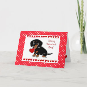 Cartes Pour Fêtes Annuelles Dachshund Coeur noir et tan