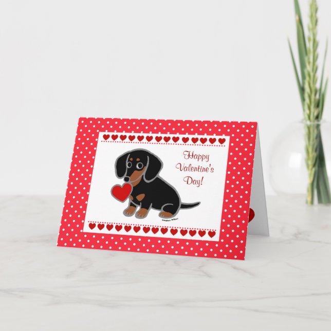 Cartes Pour Fêtes Annuelles Dachshund Coeur noir et tan (Devant)