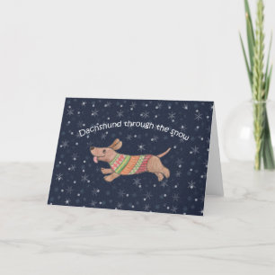 Cartes Pour Fêtes Annuelles Dachshund dans la neige Chien saucisse Vacances
