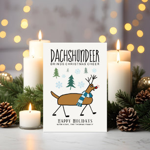 Cartes Pour Fêtes Annuelles Dachshund Deer Christmas Cheval Funny