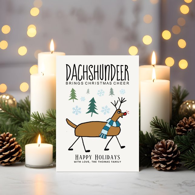 Cartes Pour Fêtes Annuelles Dachshund Deer Christmas Cheval Funny (Créateur téléchargé)