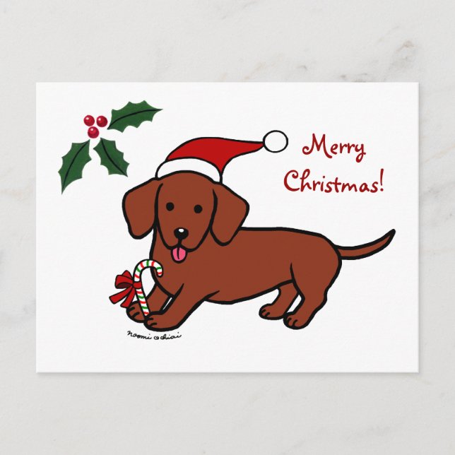 Cartes Pour Fêtes Annuelles Dachshund Dessin de Christmas (Devant)