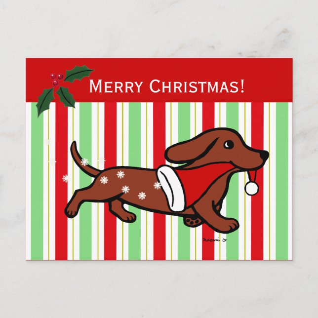 Cartes Pour Fêtes Annuelles Dachshund Dessin de Christmas (Devant)