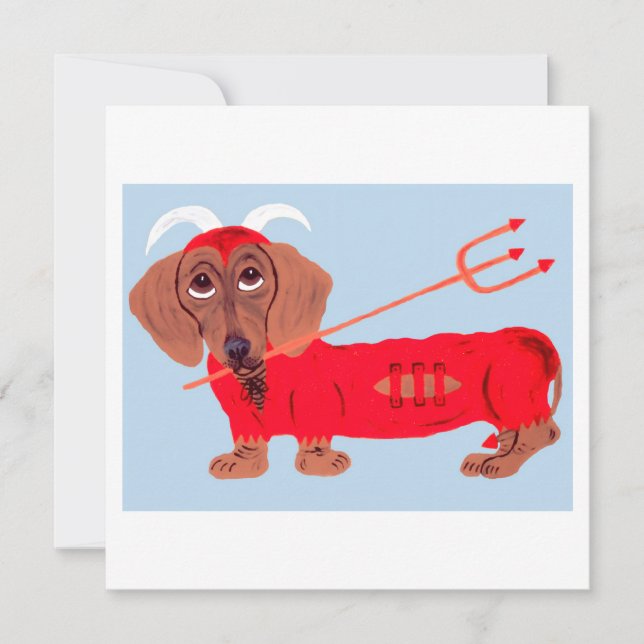 Cartes Pour Fêtes Annuelles Dachshund Devil (Devant)