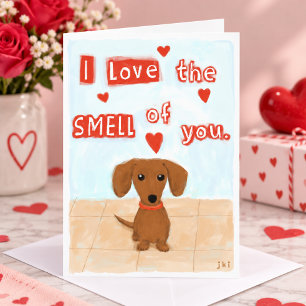 Cartes Pour Fêtes Annuelles Dachshund drôle d'amour Saint-Valentin coeurs Chie