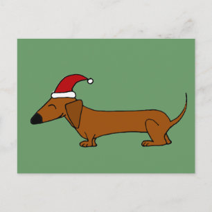 Cartes Pour Fêtes Annuelles Dachshund drôle dans le dessin de Noël de Santa Ha