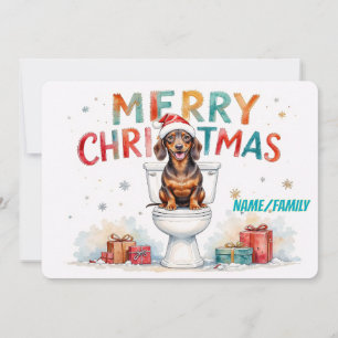Cartes Pour Fêtes Annuelles Dachshund drôle de Noël – Chien à l'aquarelle