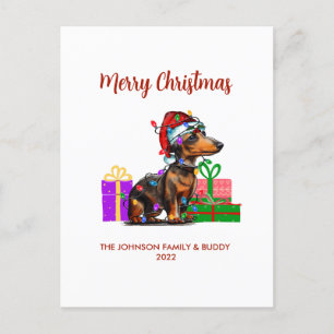 Cartes Pour Fêtes Annuelles Dachshund et les lumières de Noël