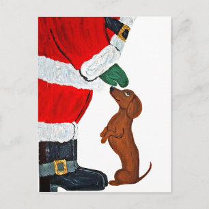 Cartes Pour Fêtes Annuelles Dachshund Et Père Noël