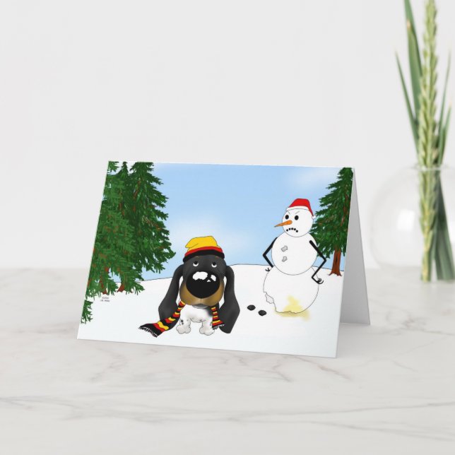 Cartes Pour Fêtes Annuelles Dachshund Hiver Neige (Devant)