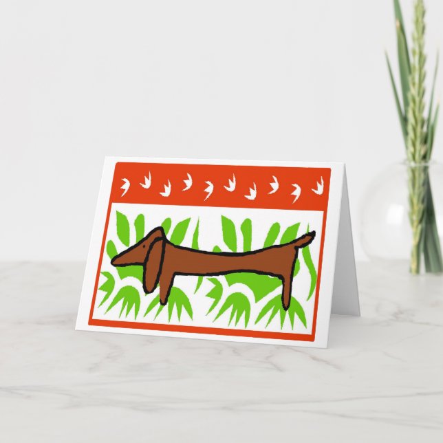 Cartes Pour Fêtes Annuelles Dachshund Joyeux Fêtes (Devant)
