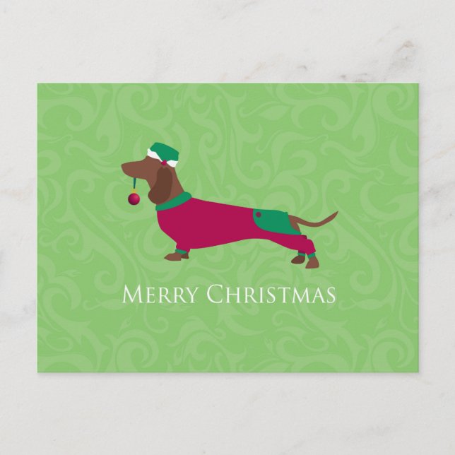 Cartes Pour Fêtes Annuelles Dachshund - Joyeux Noël Design (Devant)