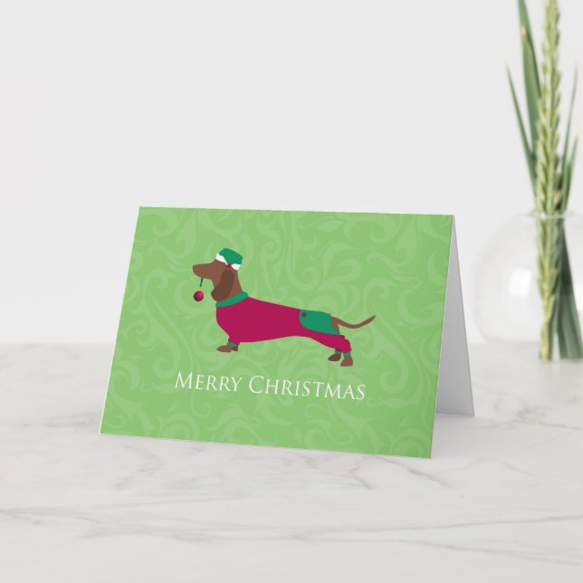 Cartes Pour Fêtes Annuelles Dachshund - Joyeux Noël Design (Devant)