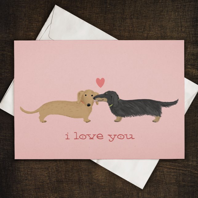 Cartes Pour Fêtes Annuelles Dachshund Kiss Wiener Chiens Love Valentine Card (Créateur téléchargé)