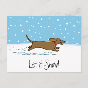 Cartes Pour Fêtes Annuelles Dachshund Laisser neiger - Joyeux Wiener Dog Holid