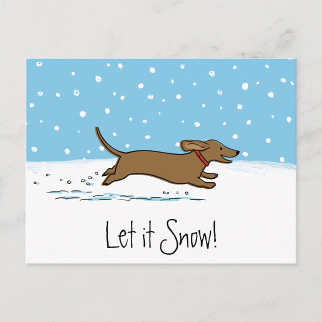 Cartes Pour Fêtes Annuelles Dachshund Laisser neiger - Joyeux Wiener Dog Holid (Devant)
