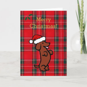 Cartes Pour Fêtes Annuelles Dachshund Noël Santa Hat