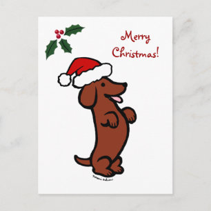 Cartes Pour Fêtes Annuelles Dachshund Noël Santa Hat