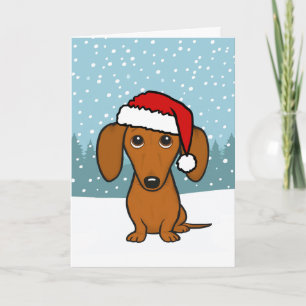 Cartes Pour Fêtes Annuelles Dachshund Père Noël Cute Wiener Chien Noël