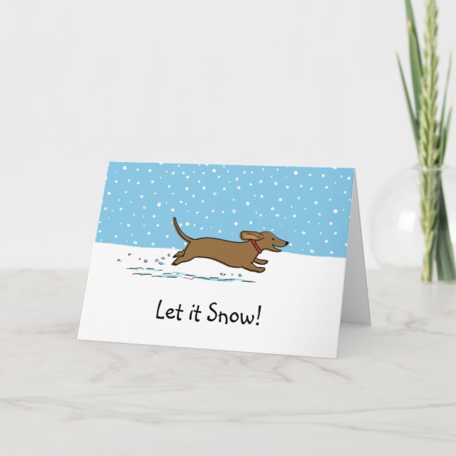 Cartes Pour Fêtes Annuelles Dachshund Qu'il neige - Joyeuses Fêtes au chien vi (Devant)