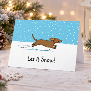Cartes Pour Fêtes Annuelles Dachshund Qu'il neige - Joyeuses Fêtes de fin d'an
