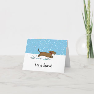 Cartes Pour Fêtes Annuelles Dachshund Qu'il neige - Joyeux Noël au chien sauci