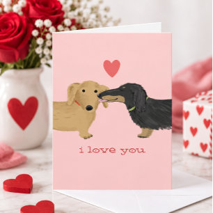 Cartes Pour Fêtes Annuelles Dachshund Saint-Valentin Bisou Chiens mignons Sain