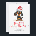 Cartes Pour Fêtes Annuelles Dachshund Santa Hat 2025 Calendrier Joyeux Noël<br><div class="desc">Dachshund Santa Hat 2025 Calendrier Joyeux Noël. Disponible numériquement et imprimé. La gentillesse festive pour vos souhaits de vacances, avec ce design amusant avec un doux chien de seins dans son chapeau de Père Noël. Joyeux Noël est dans un script moderne ensemble et personnalisez facilement votre salutation et votre nom...</div>