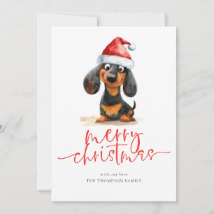 Cartes Pour Fêtes Annuelles Dachshund Santa Hat 2026 Calendrier Joyeux Noël