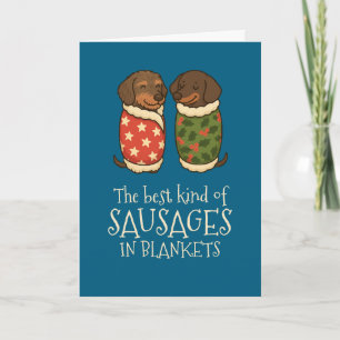 Cartes Pour Fêtes Annuelles Dachshund Saucisses en Couvertures Noël