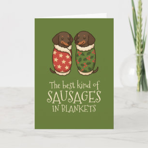Cartes Pour Fêtes Annuelles Dachshund Saucisses en Couvertures Noël