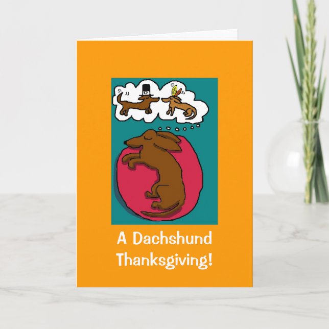 Cartes Pour Fêtes Annuelles Dachshund Thanksgiving (Devant)