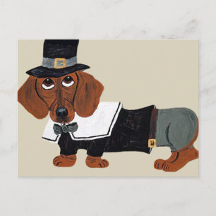 Cartes Pour Fêtes Annuelles Dachshund Thanksgiving Pilgrim